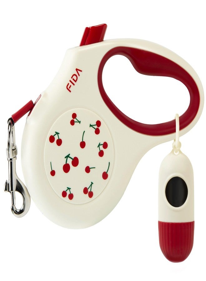 Fida Retractable Dog Leash with Dispenser and Poop Bags, 16 ft Pet Walking Leash for Small Dog or Cat up to 26 lbs, Anti-Slip Soft Handle, Tangle Free, Reflective Nylon Tape (S, Cherry) - Image 1